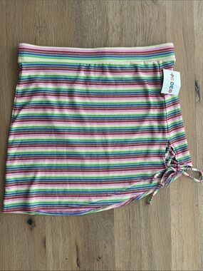 Pride Rainbow Stripe Mini Skirt‎ with Side Tie